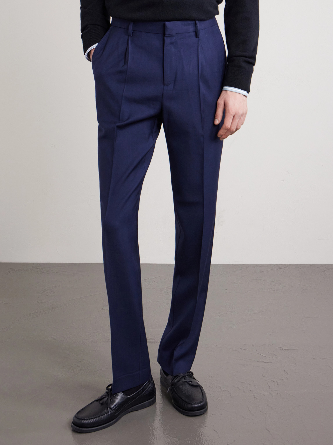  Sunspel - Tapered Pleated Virgin Wool-twill Trousers - Men - Blue - 28w 32l 