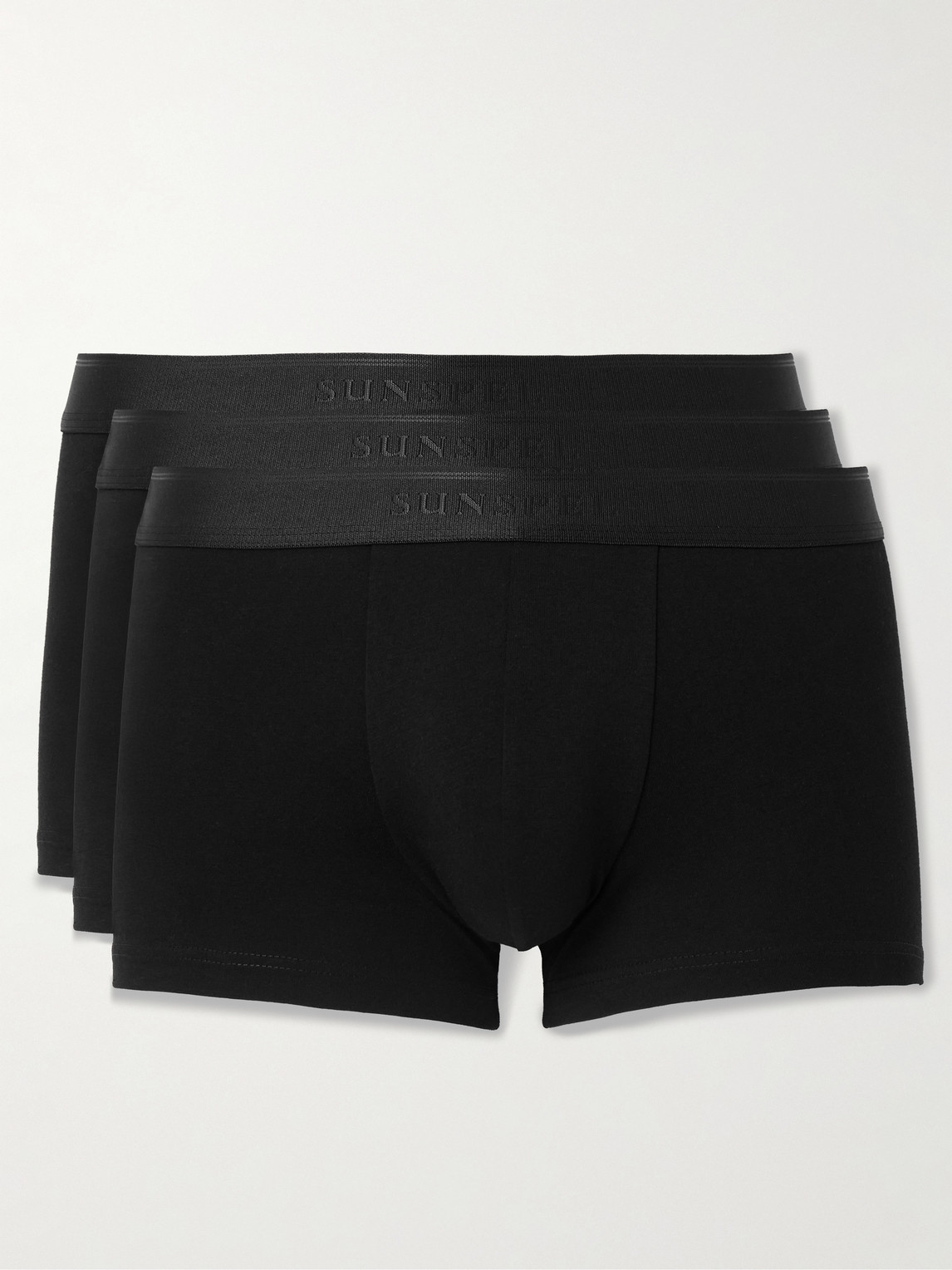 Sunspel Three-pack Stretch-cotton Boxer Briefs In Black