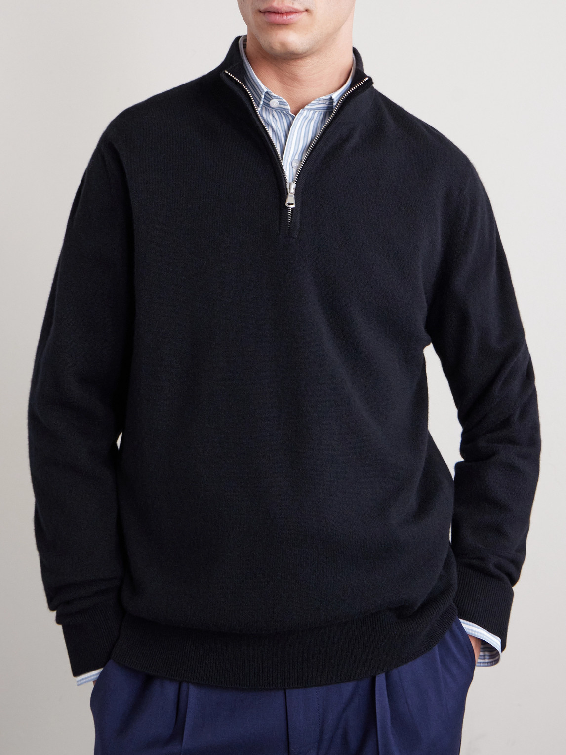  Sunspel - Cashmere Half-zip Sweater - Men - Black - M 