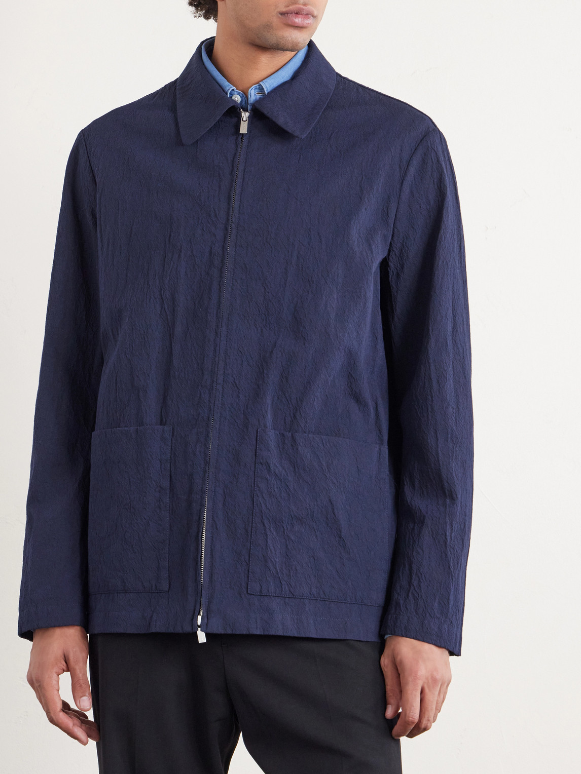  Barena - Crinkled Cotton-blend Overshirt - Men - Blue - It 48 