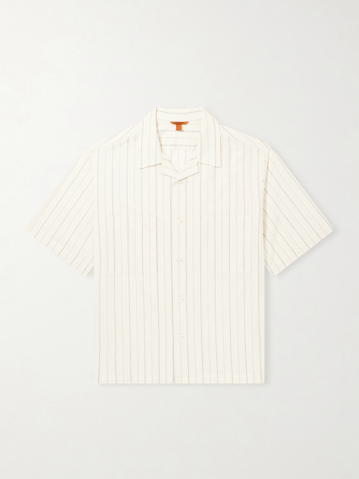 Barena Cuban-Collar Garment-Dyed Striped Cotton-Poplin Shirt IT 52