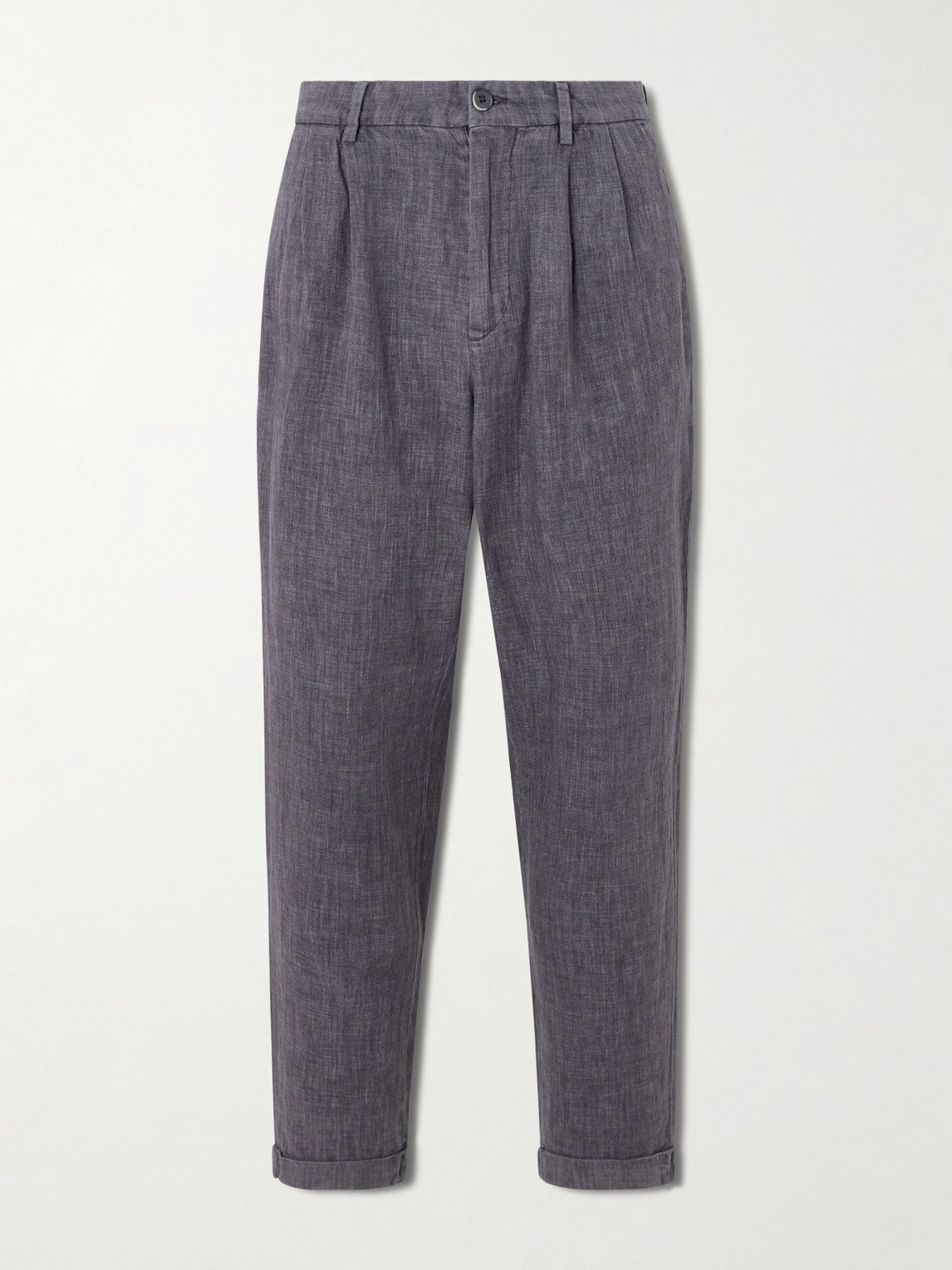 Barena Cropped Tapered Pleated Linen-Blend Suit Trousers IT 50