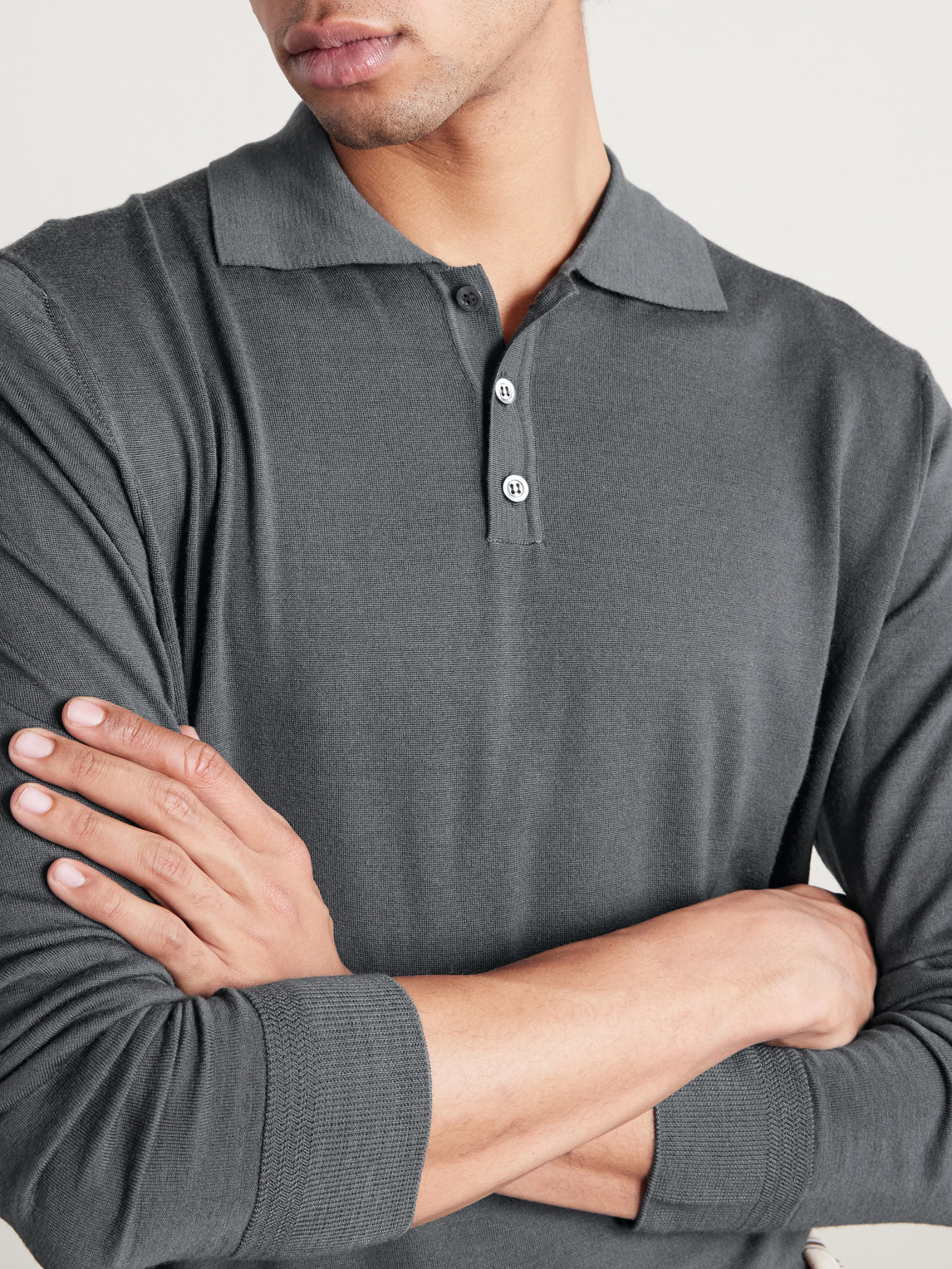  Barena - Pevaron Merino Wool Polo Shirt - Men - Gray - S 