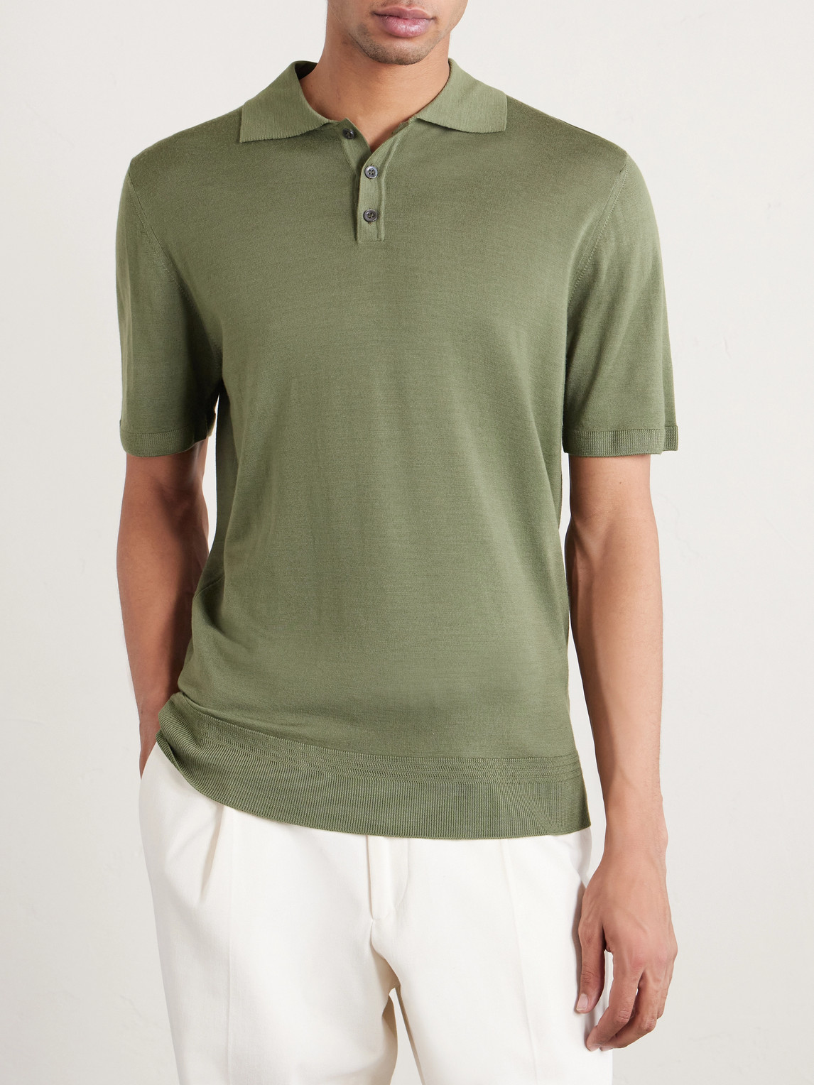  Barena - Marco Merino Wool Polo Shirt - Men - Green - S 