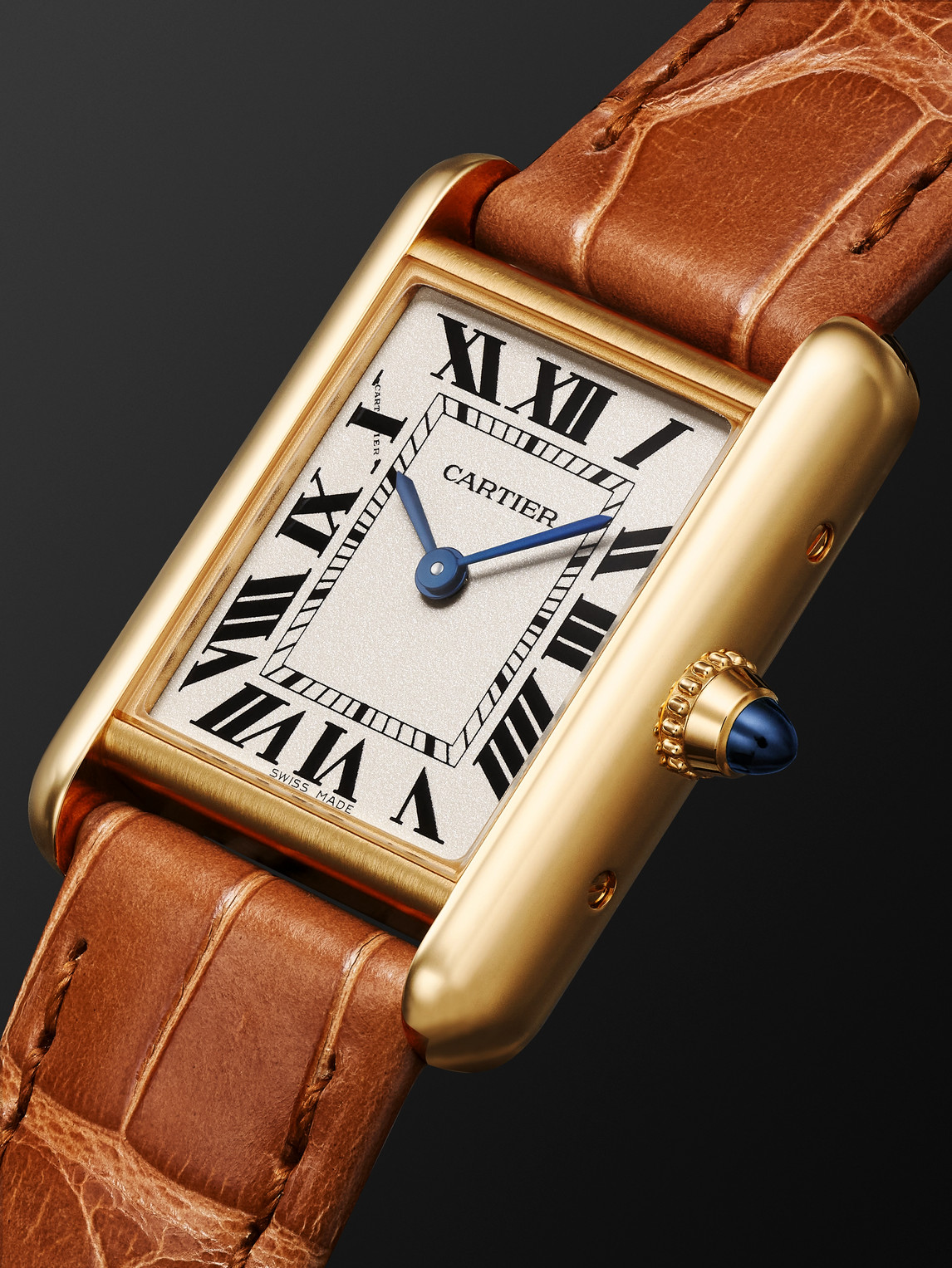  Cartier - Tank Louis Cartier 29.5mm 18-karat Gold And Alligator Watch, Ref. No. Crwgta0342 - Men - White 