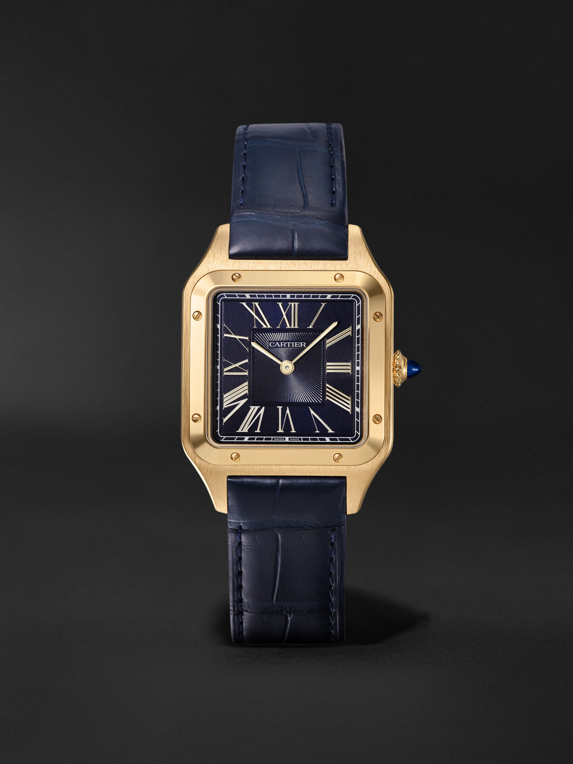 Cartier Santos-Dumont Large 43.5mm 18-Karat Gold and Alligator Watch, Ref. No. CRWGSA0115 - Men