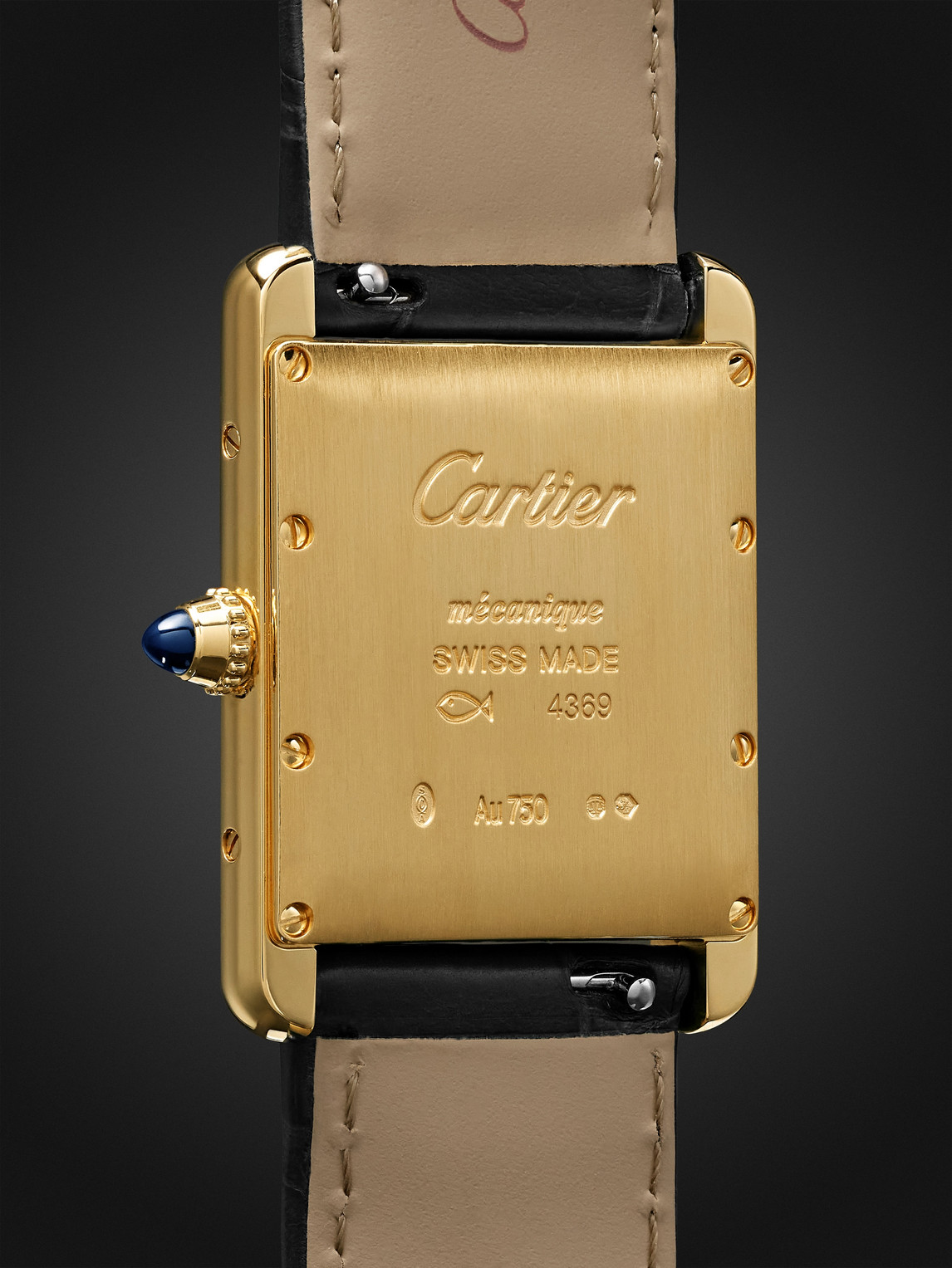  Cartier - Tank Louis Cartier Automatic 25.5mm 18-karat Gold And Alligator Watch, Ref. No. Wgta0091 - Men - Black 