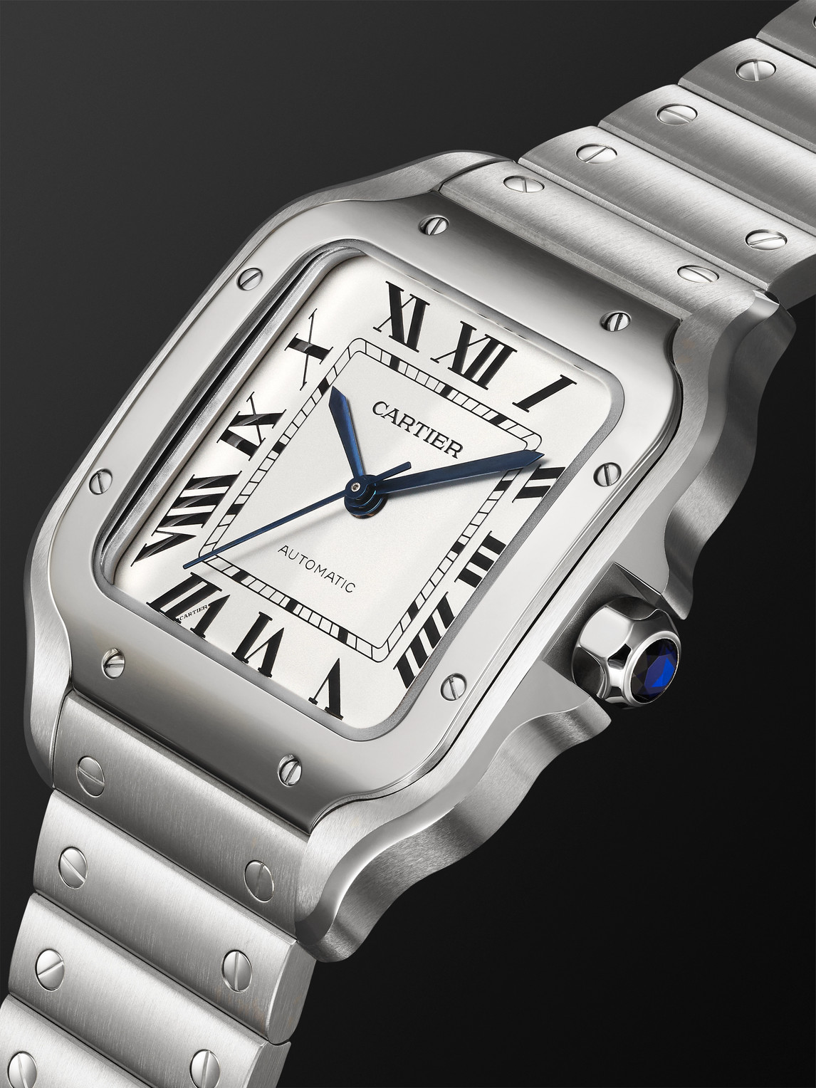  Cartier - Santos Automatic Medium 35.1mm Stainless Steel Interchangeable Leather Watch, Ref. No. Crwssa0029 - Men - White 