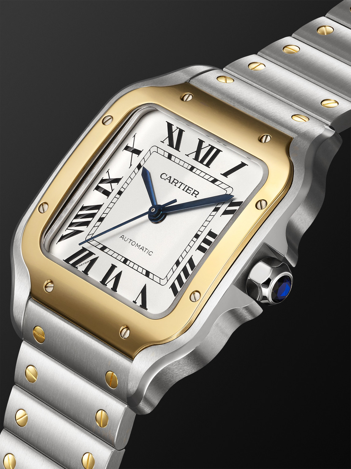  Cartier - Santos De Cartier Medium Automatic 35.1mm Interchangeable 18-karat Gold, Stainless Steel And Leather Watch, Ref. No. W2sa0016 - Men - White 
