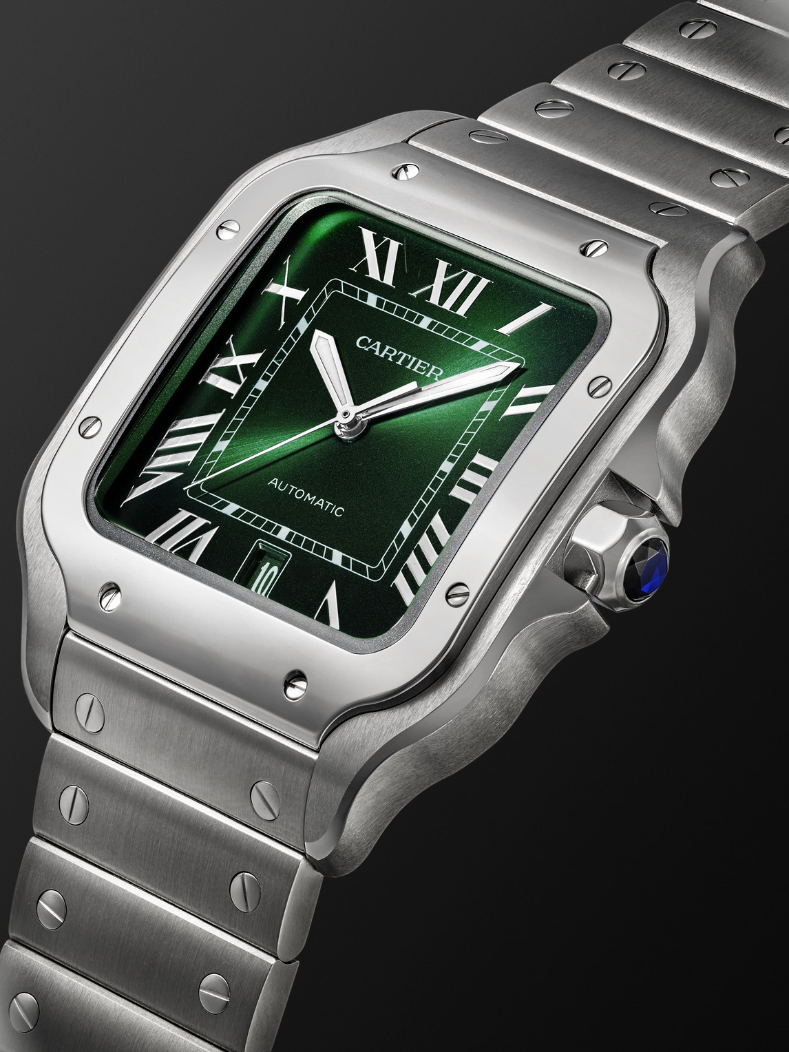  Cartier - Santos De Cartier Large Automatic 39.8mm Interchangeable Stainless Steel And Alligator Watch, Ref. No. Wssa0062 - Men - Green 
