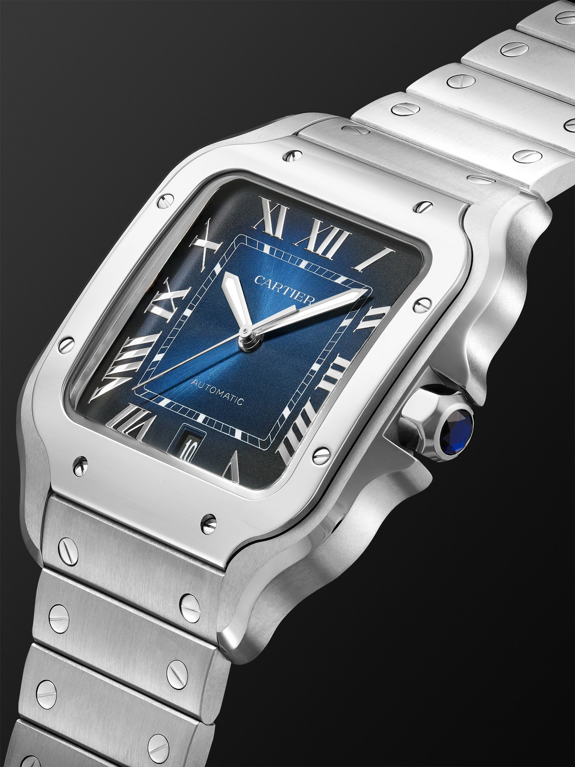  Cartier - Santos De Cartier Automatic 39.8mm Interchangeable Steel And Alligator Watch, Ref. No. Wssa0071 - Men - Blue 