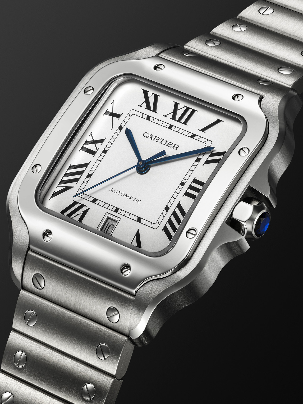  Cartier - Santos Large Automatic 39.8mm Interchangeable Stainless Steel And Leather Watch, Ref. No. Crwssa0018 - Men - White 