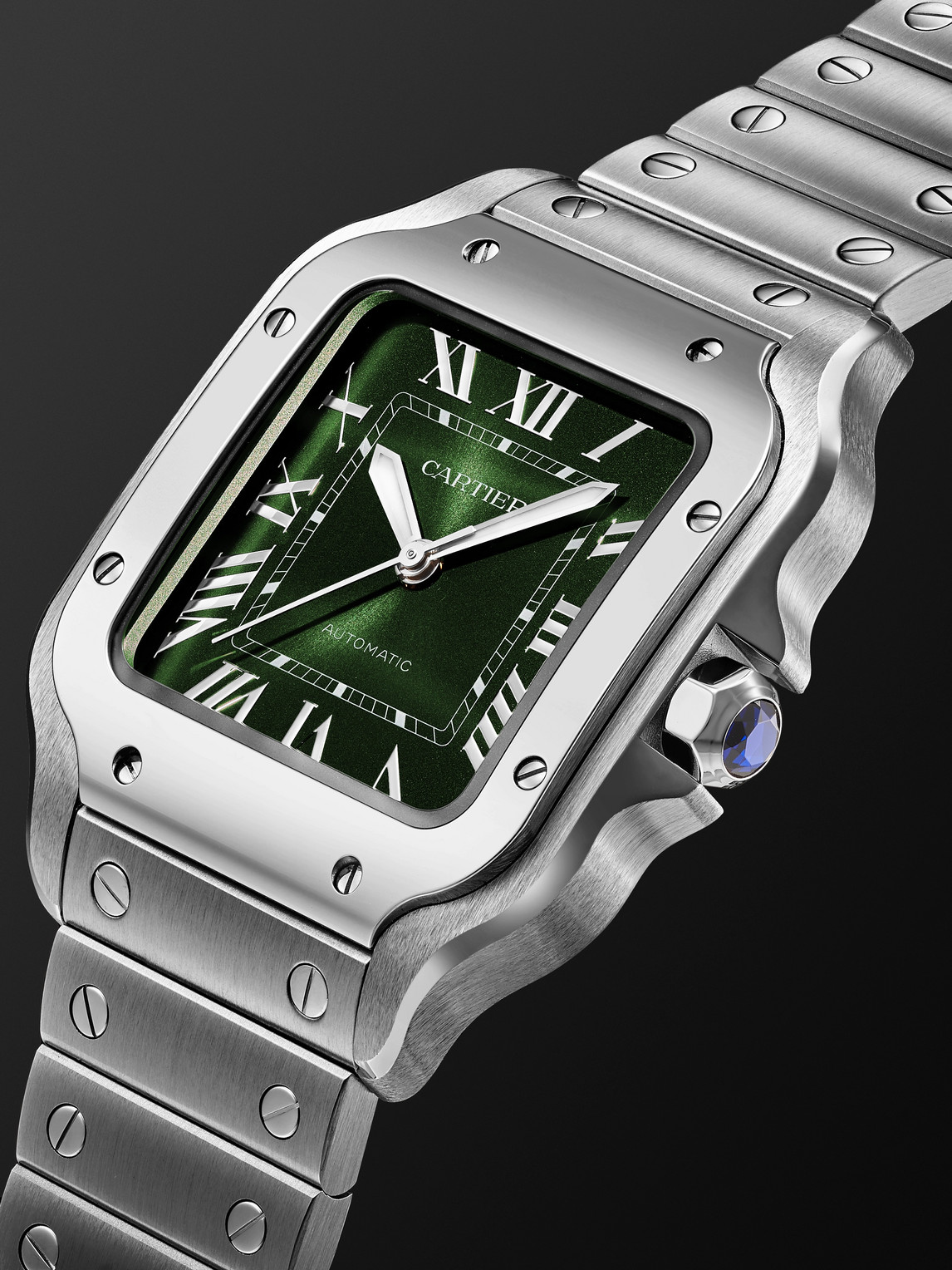  Cartier - Santos Automatic Medium 41.9mm Interchangeable Stainless Steel And Alligator Watch, Ref. No. Wssa0061 - Men - Green 