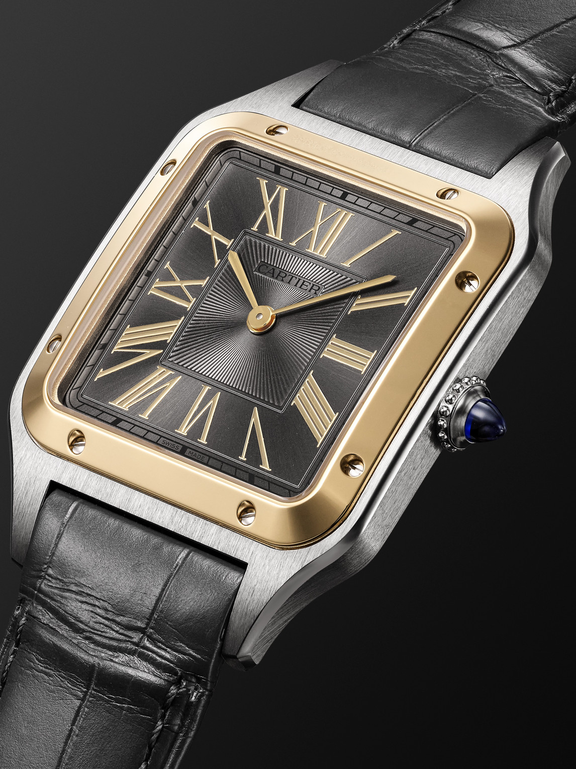  Cartier - Santos-dumont Large 43.5mm 18-karat Gold, Stainless Steel And Alligator Watch, Ref. No. W2sa0036 - Men - Black 