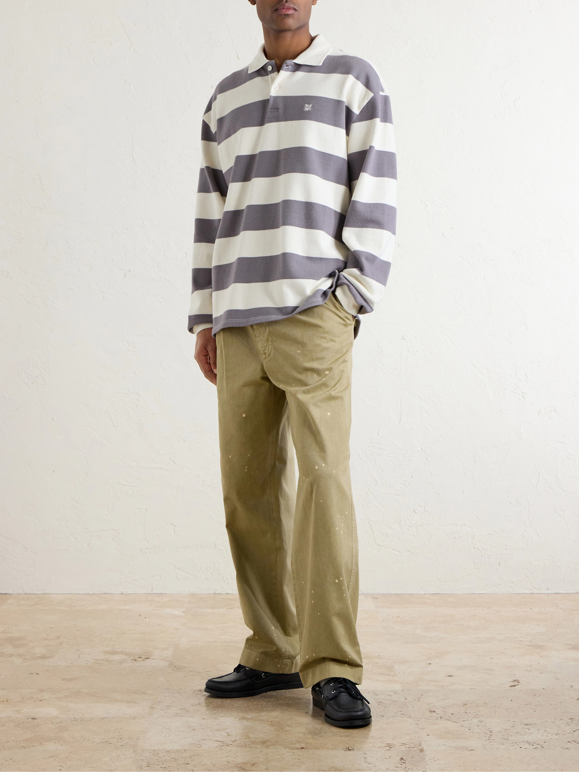 Aimé Leon Dore - Striped Cotton-Jersey Polo Sweater