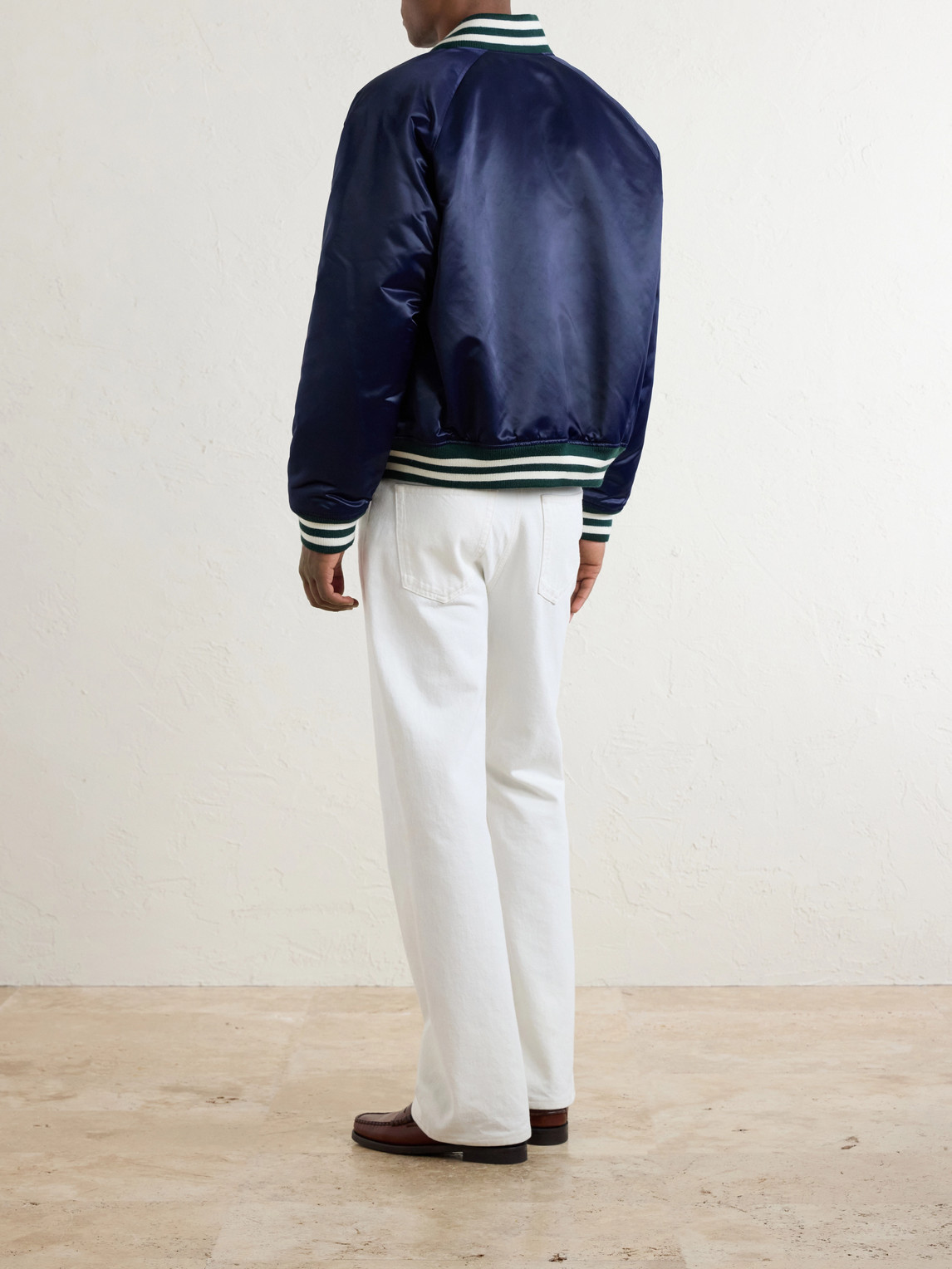 Aimé Leon Dore - Logo-Embroidered Satin Varsity Jacket