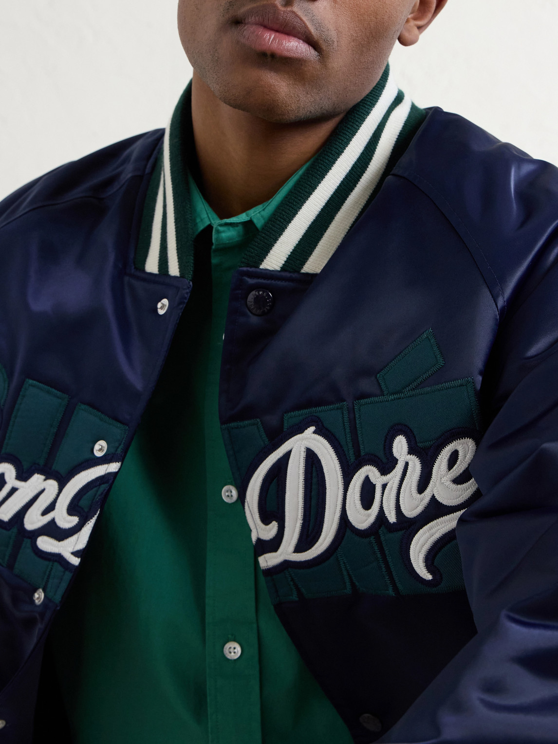 Aimé Leon Dore - Logo-Embroidered Satin Varsity Jacket