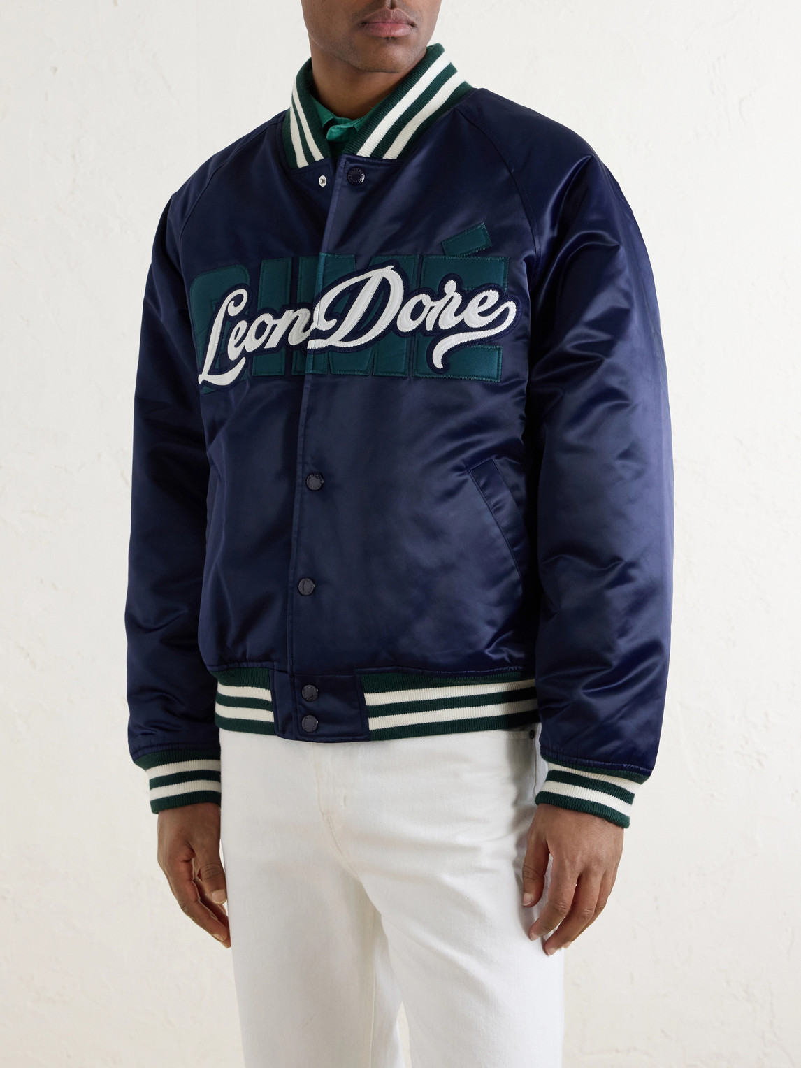 Aimé Leon Dore - Logo-Embroidered Satin Varsity Jacket
