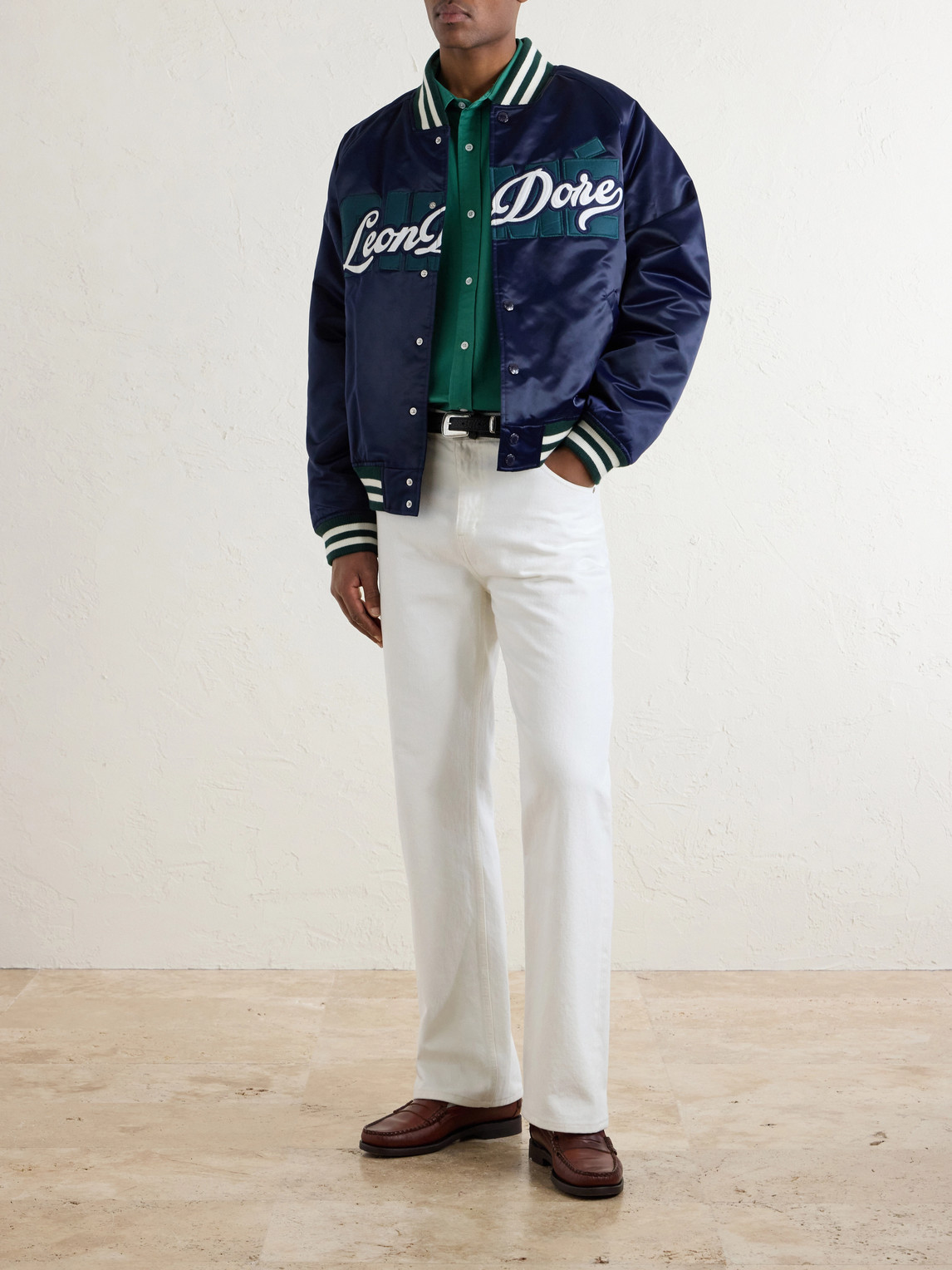 Aimé Leon Dore - Logo-Embroidered Satin Varsity Jacket