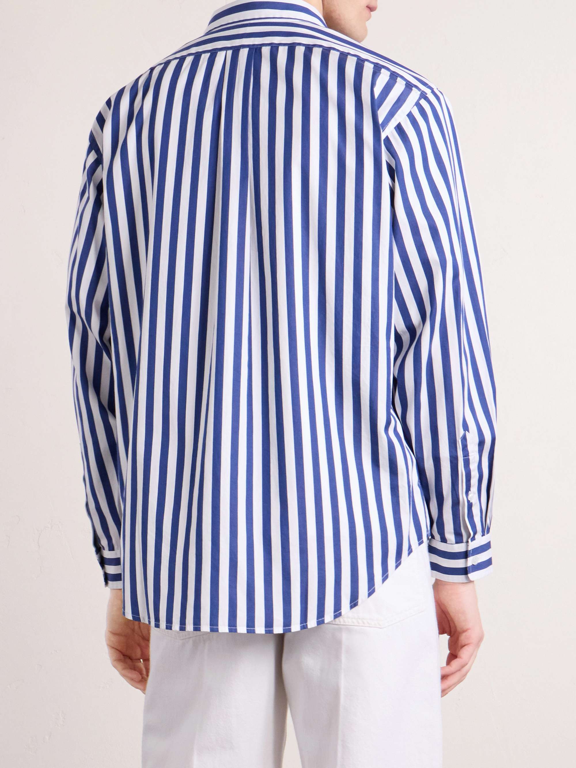 AIMÉ LEON DORE Oversized Logo-Embroidered Striped Cotton Shirt for