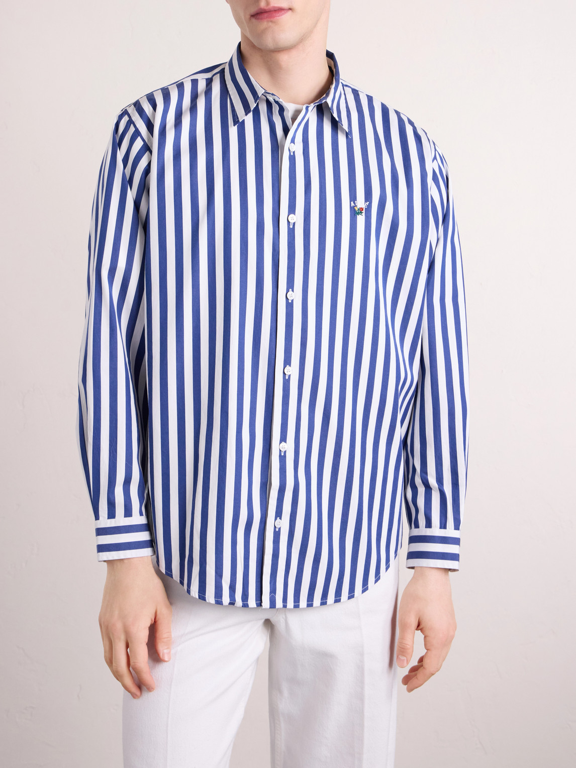 Aimé Leon Dore - Oversized Logo-Embroidered Striped Cotton Shirt