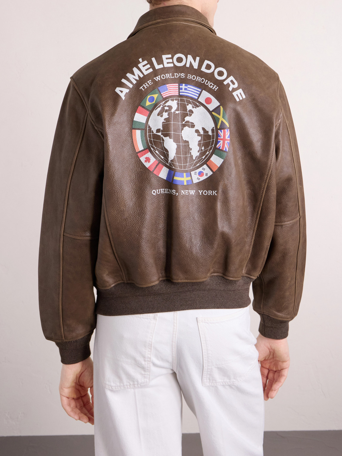 Aimé Leon Dore - World'S Borough Logo-Print Leather