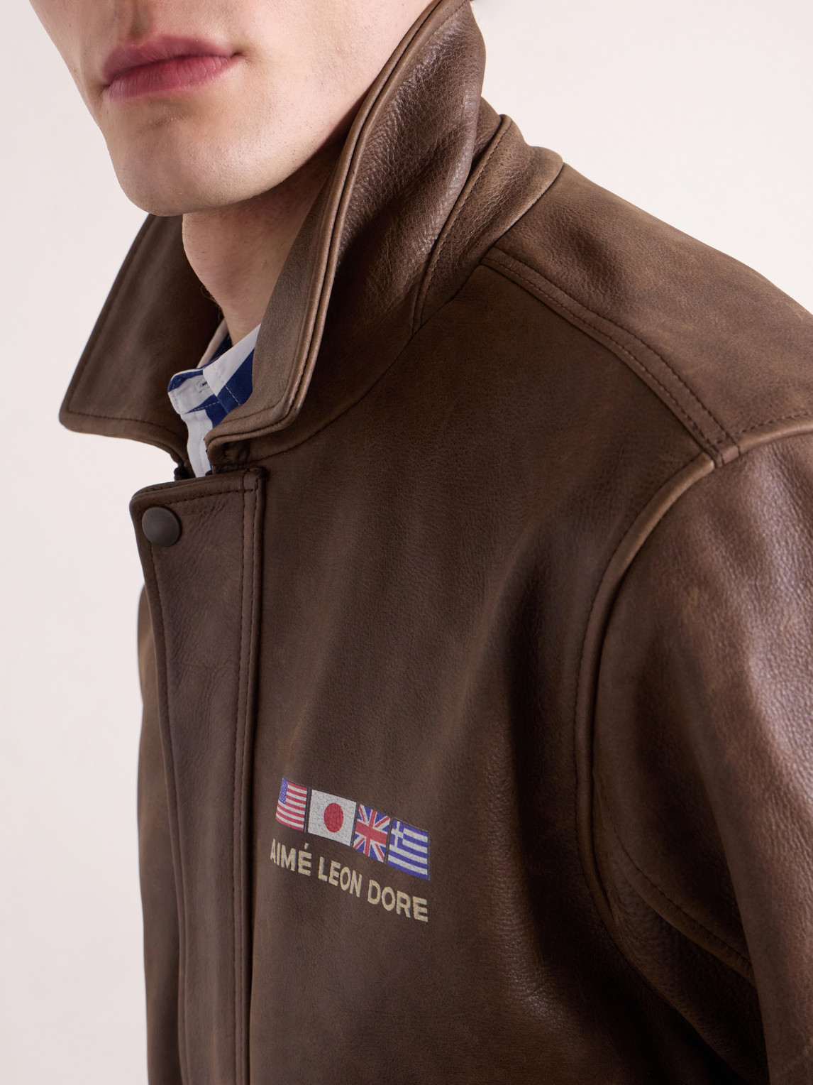 Aimé Leon Dore - World'S Borough Logo-Print Leather