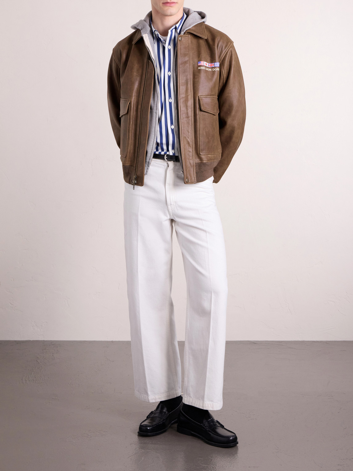 Aimé Leon Dore - World'S Borough Logo-Print Leather