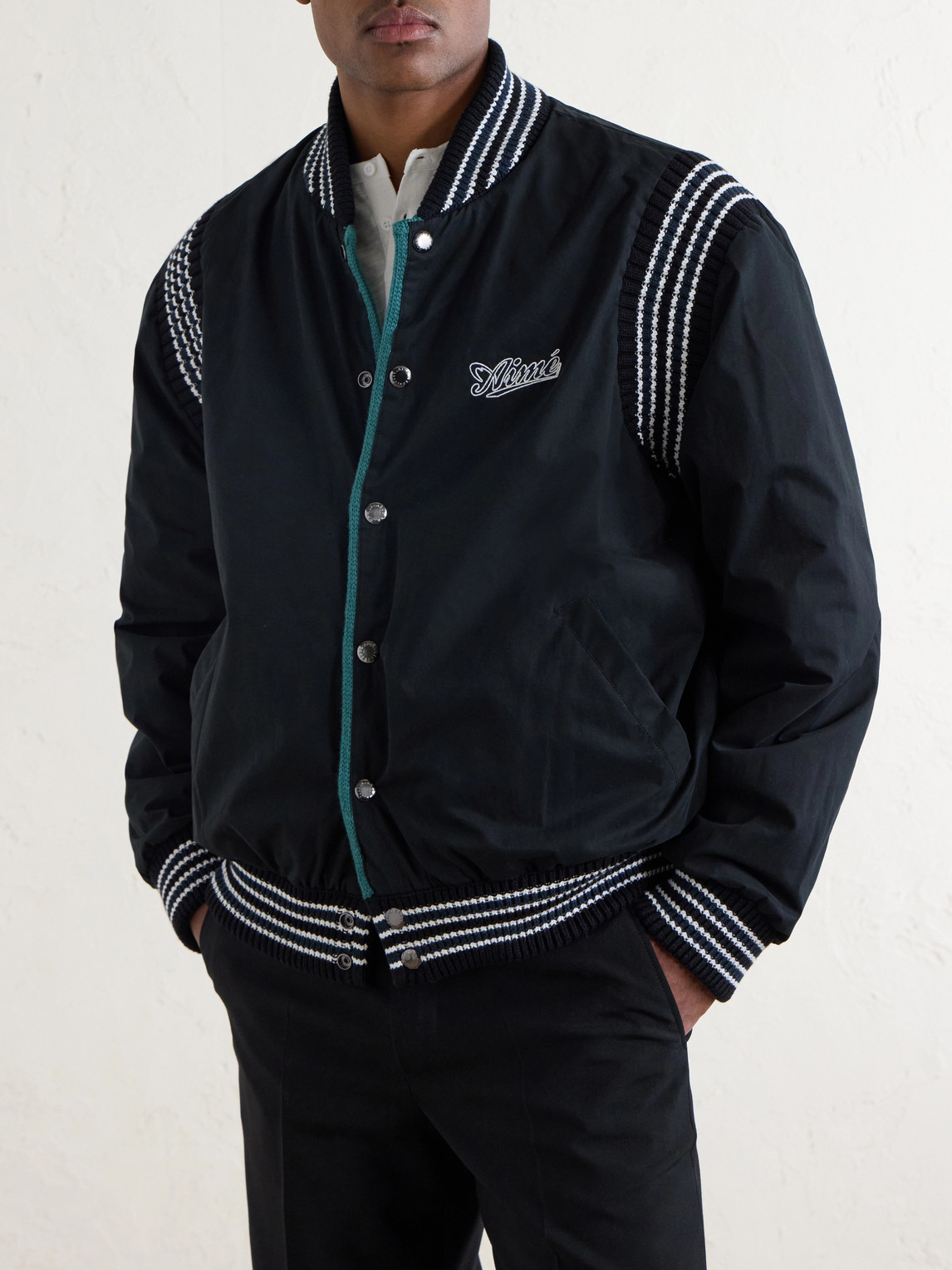 Aimé Leon Dore - Reversible Knitted Cotton-Blend Bomber Jacket