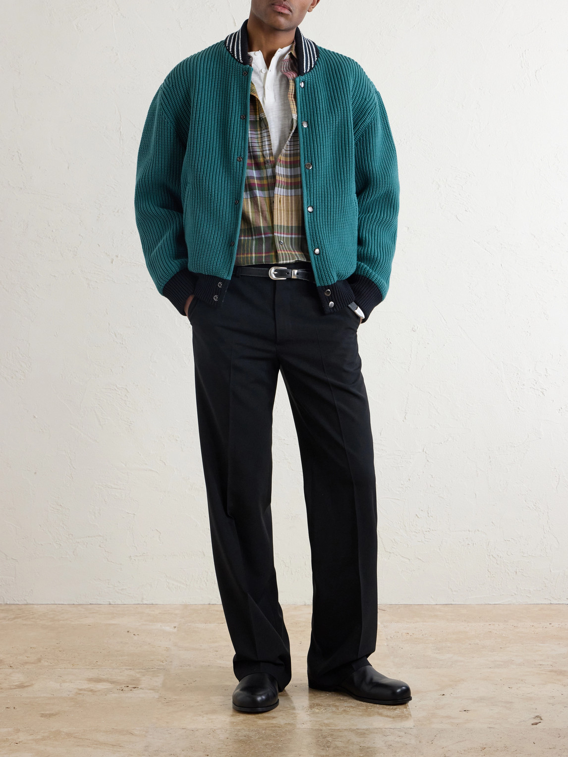 Aimé Leon Dore - Reversible Knitted Cotton-Blend Bomber Jacket