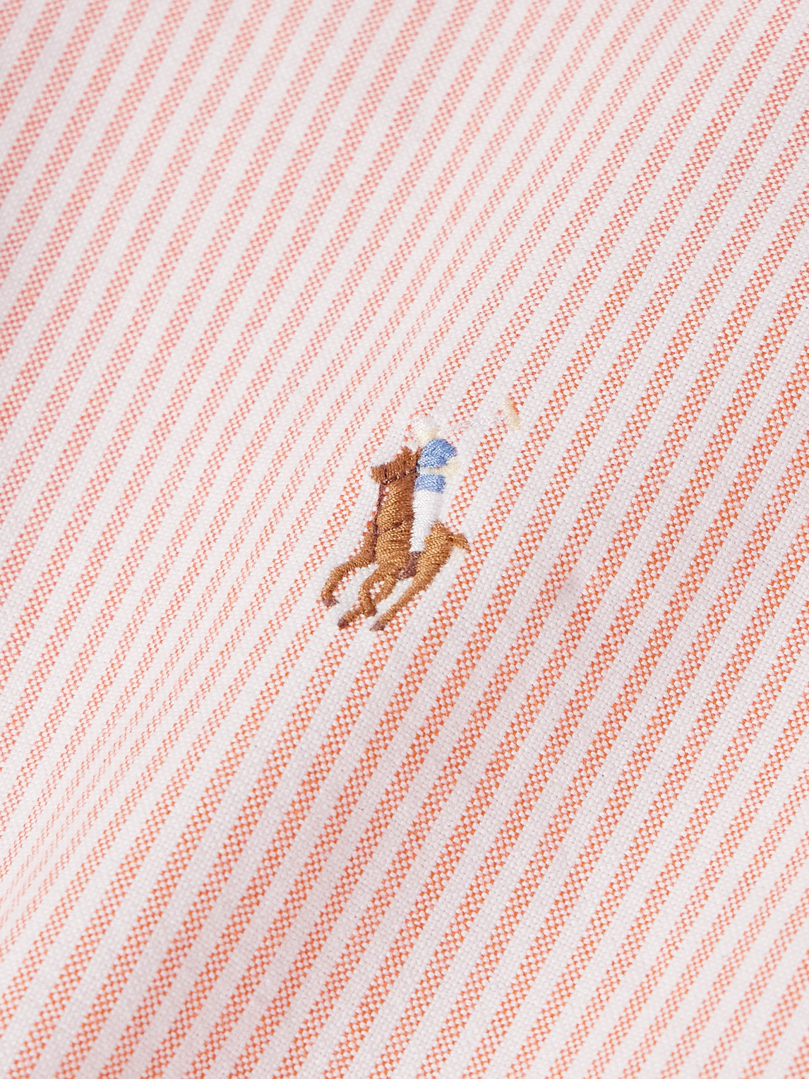 Polo Ralph Lauren Button-Down Collar Striped Cotton-Poplin Shirt - Men - detail view in Pink