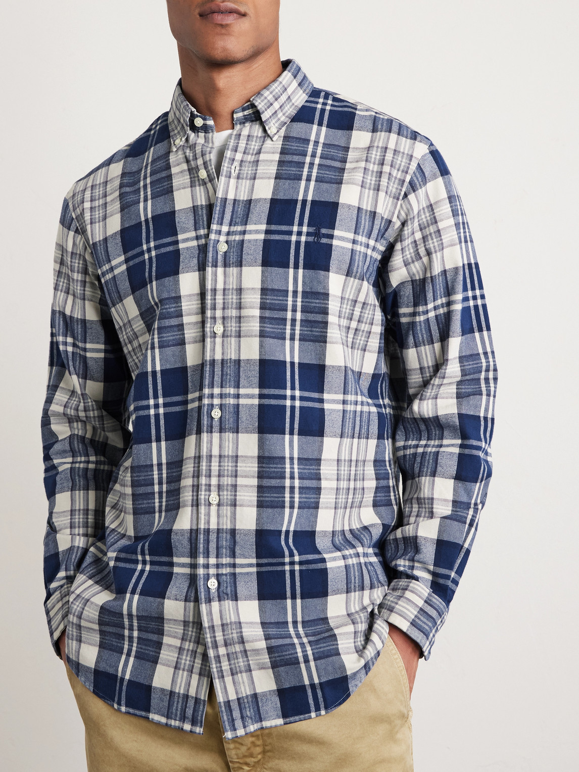 Polo Ralph Lauren Button-down Collar Logo-embroidered Checked Cotton Oxford Shirt In Blue