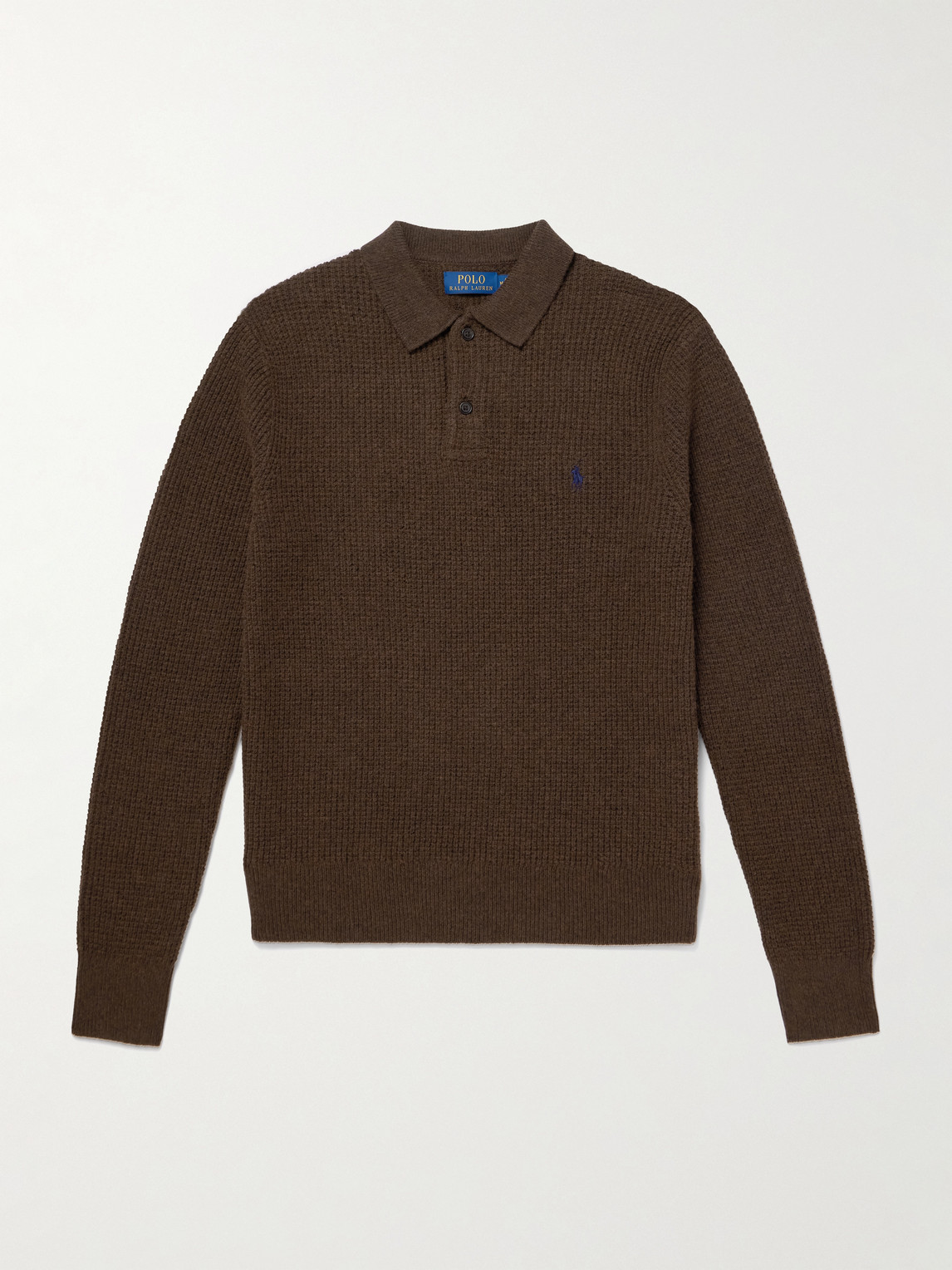 Polo Ralph Lauren Logo-Embroidered Waffle-Knit Wool and Cotton-Blend Polo Sweater - Men
