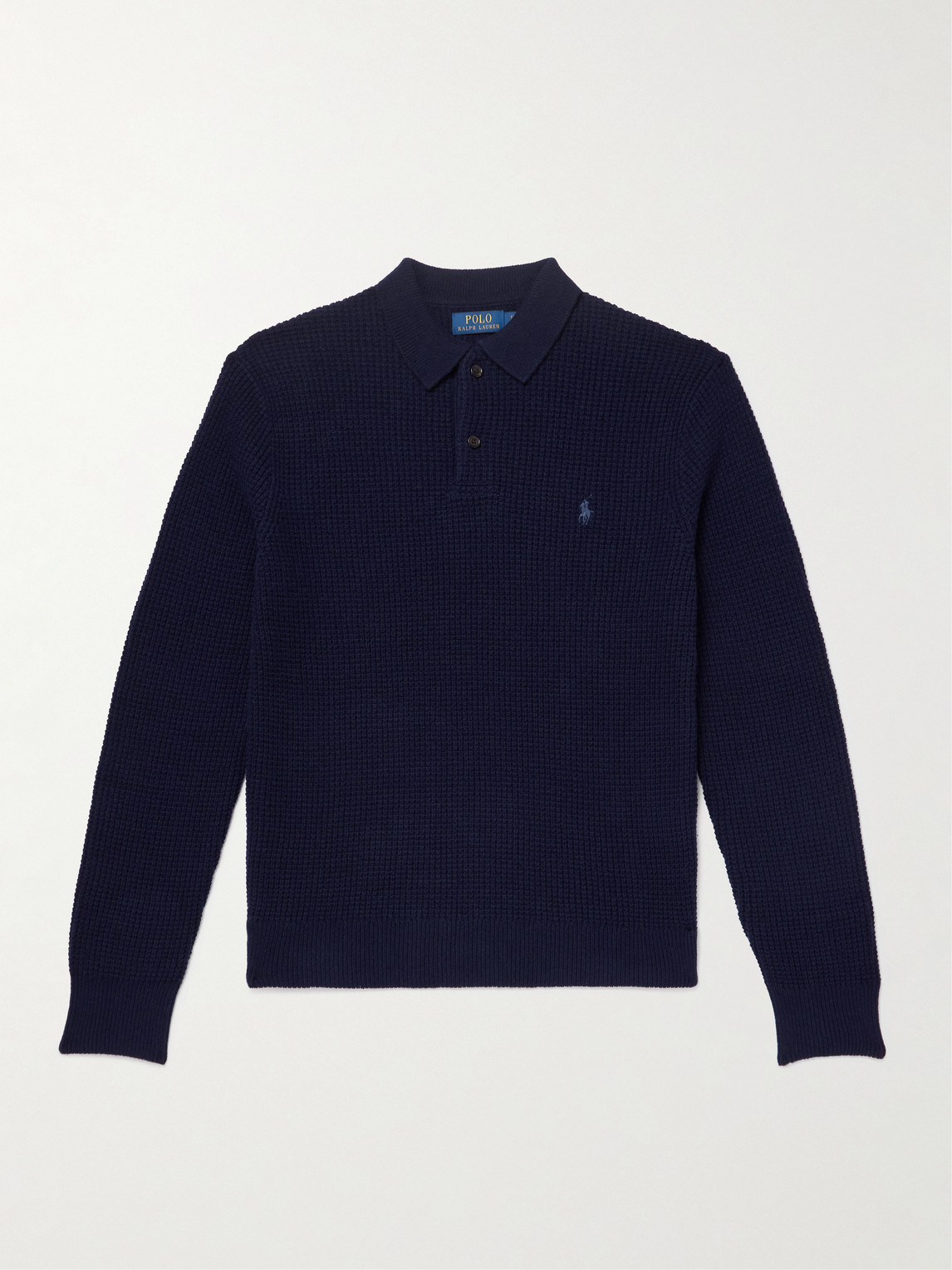 Polo Ralph Lauren Logo-Embroidered Waffle-Knit Wool and Cotton-Blend Polo Sweater - Men