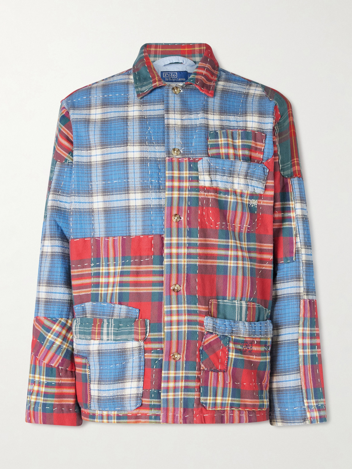 Polo Ralph Lauren Embroidered Patchwork Checked Cotton-Flannel Overshirt - Men