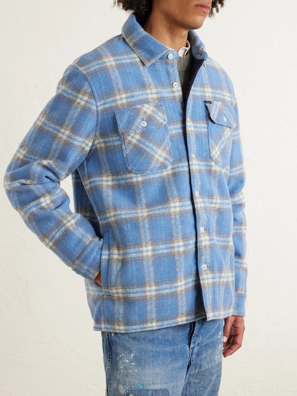  Polo Ralph Lauren - Padded Checked Wool-blend Overshirt - Men - Blue - S 