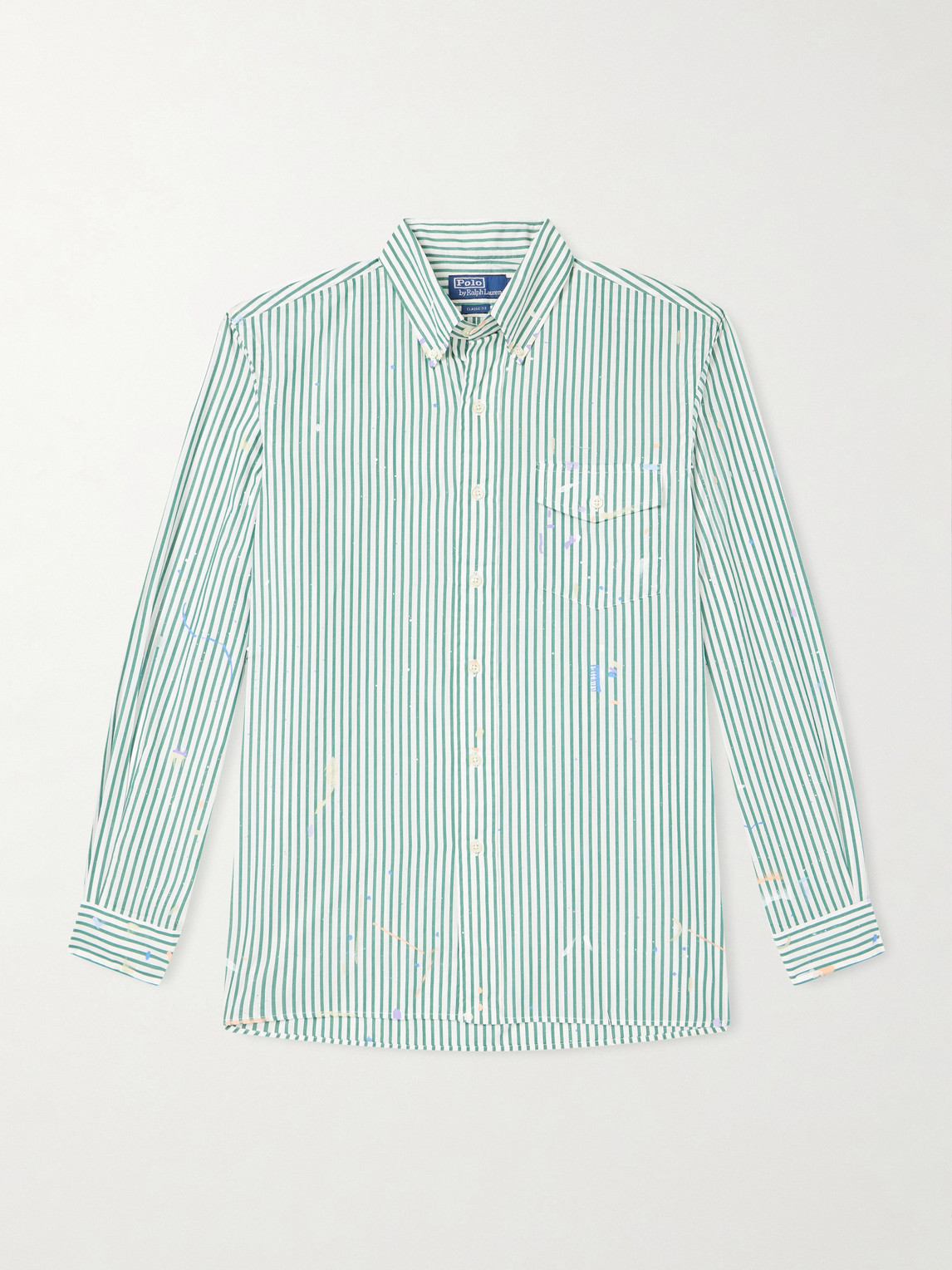 Polo Ralph Lauren Button-Down Collar Paint-Splattered Cotton-Poplin Shirt - Men