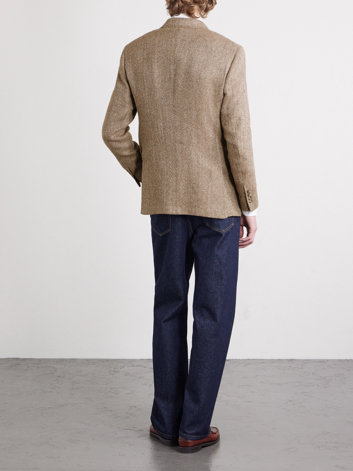 Polo Ralph Lauren Herringbone Linen, Silk And Wool-blend Blazer In Brown