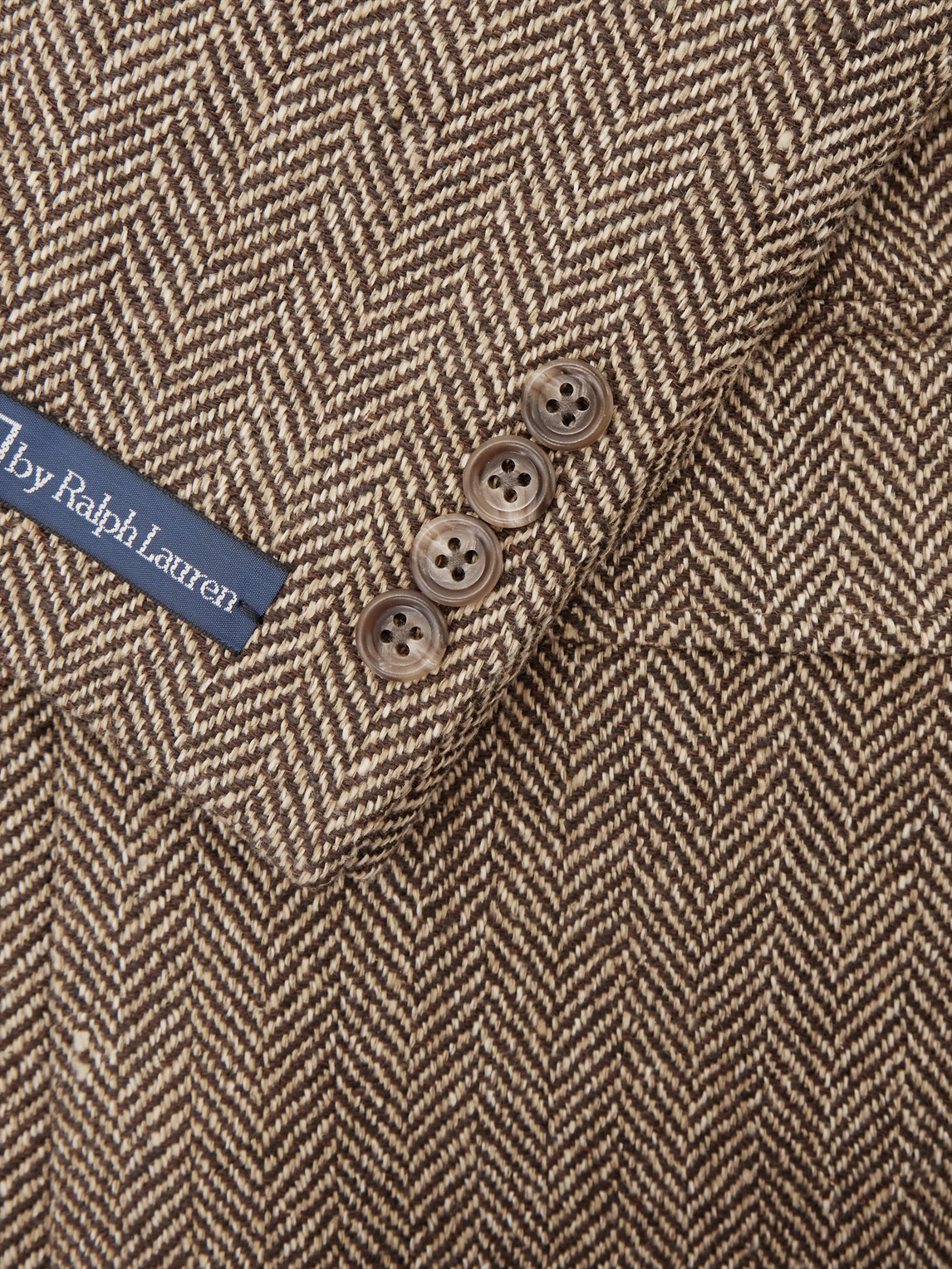 Polo Ralph Lauren Herringbone Linen, Silk And Wool-blend Blazer In Brown