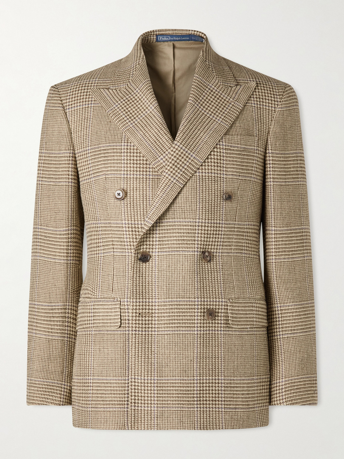 Polo Ralph Lauren Double-Breasted Prince of Wales Checked Silk, Wool and Linen-Blend Blazer - Men