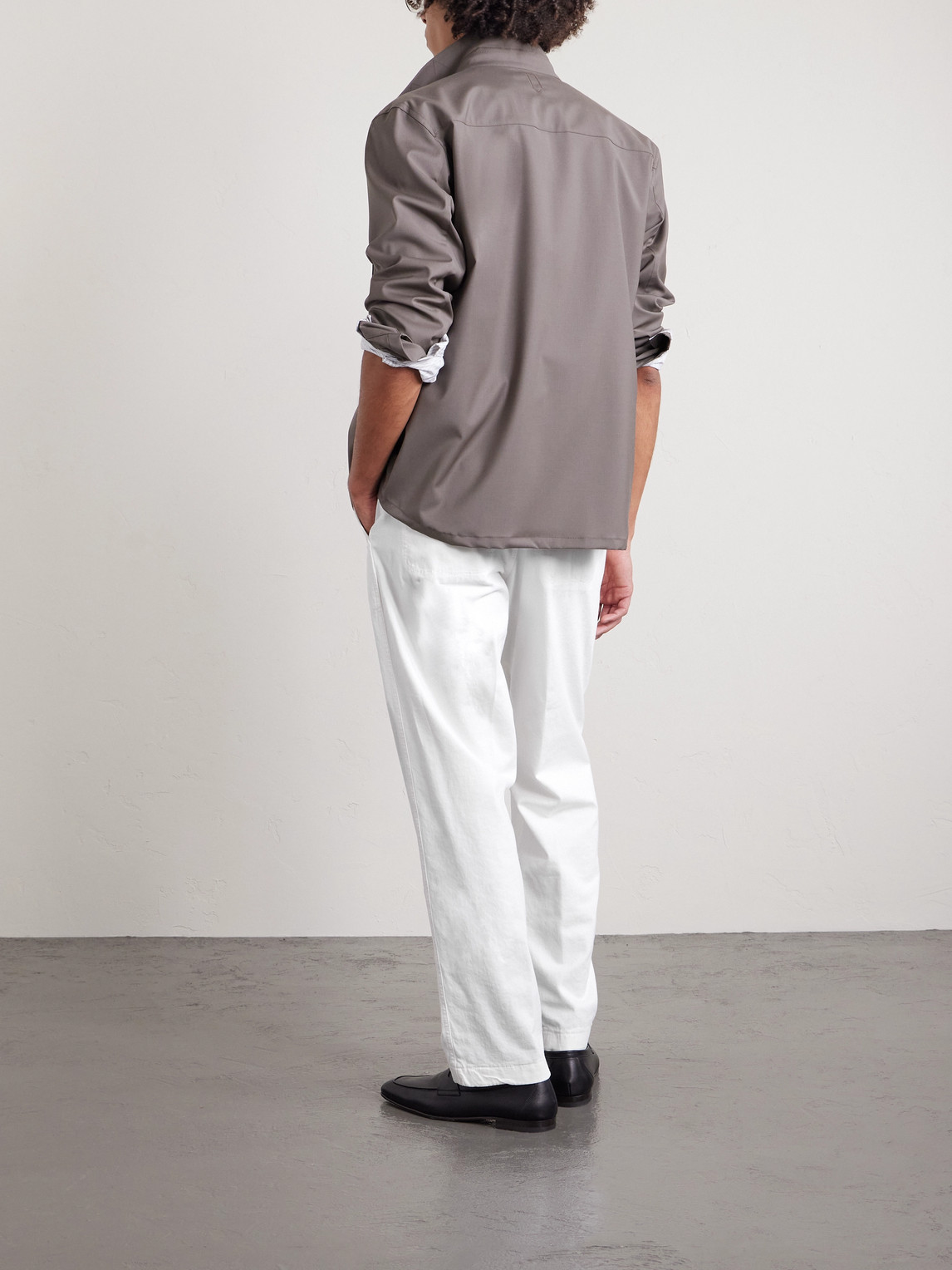 Canali Straight-leg Cotton-blend Twill Trousers In White