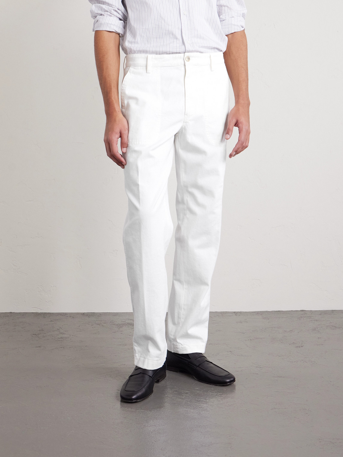 Canali Straight-leg Cotton-blend Twill Trousers In White