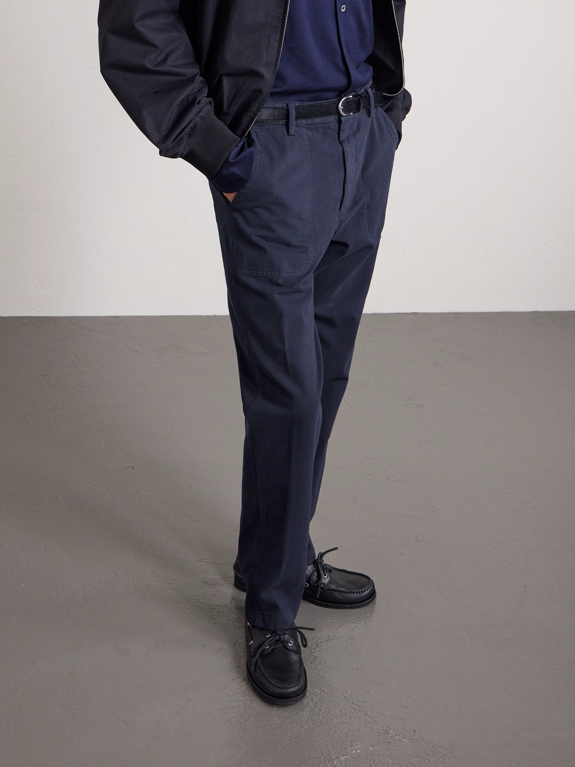 Canali Straight-leg Cotton-blend Twill Trousers In Blue