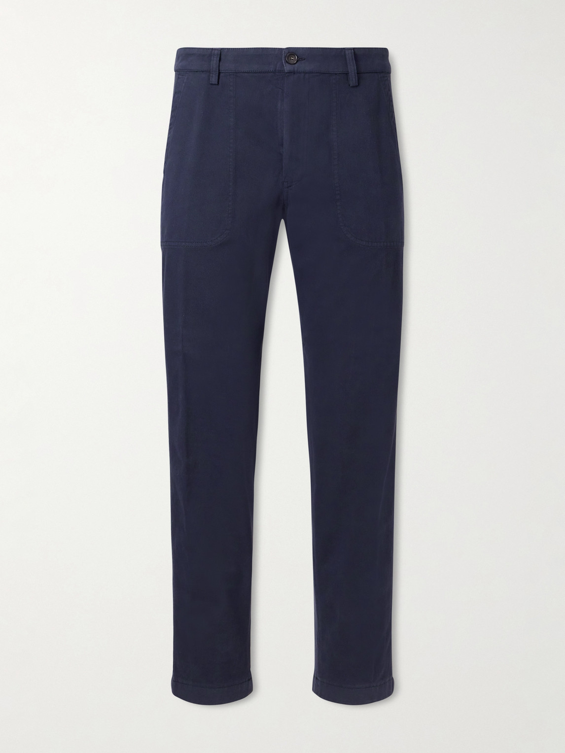 Canali Straight-leg Cotton-blend Twill Trousers In Blue