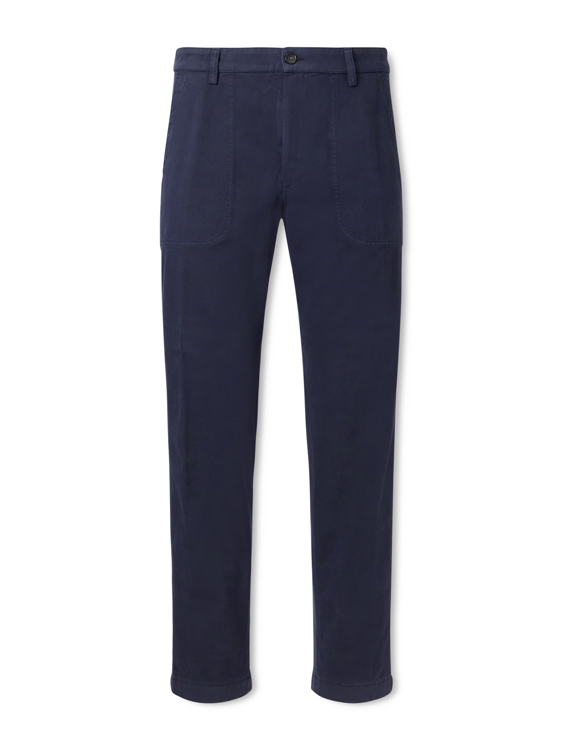 Canali Straight-leg Cotton-blend Twill Trousers In Blue
