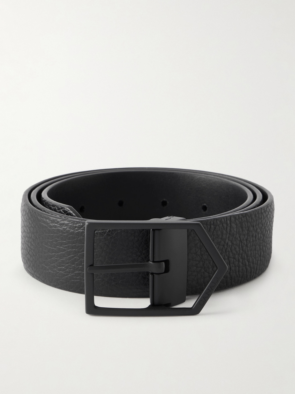 Canali 3.5cm Full-grain Leather Belt In Black