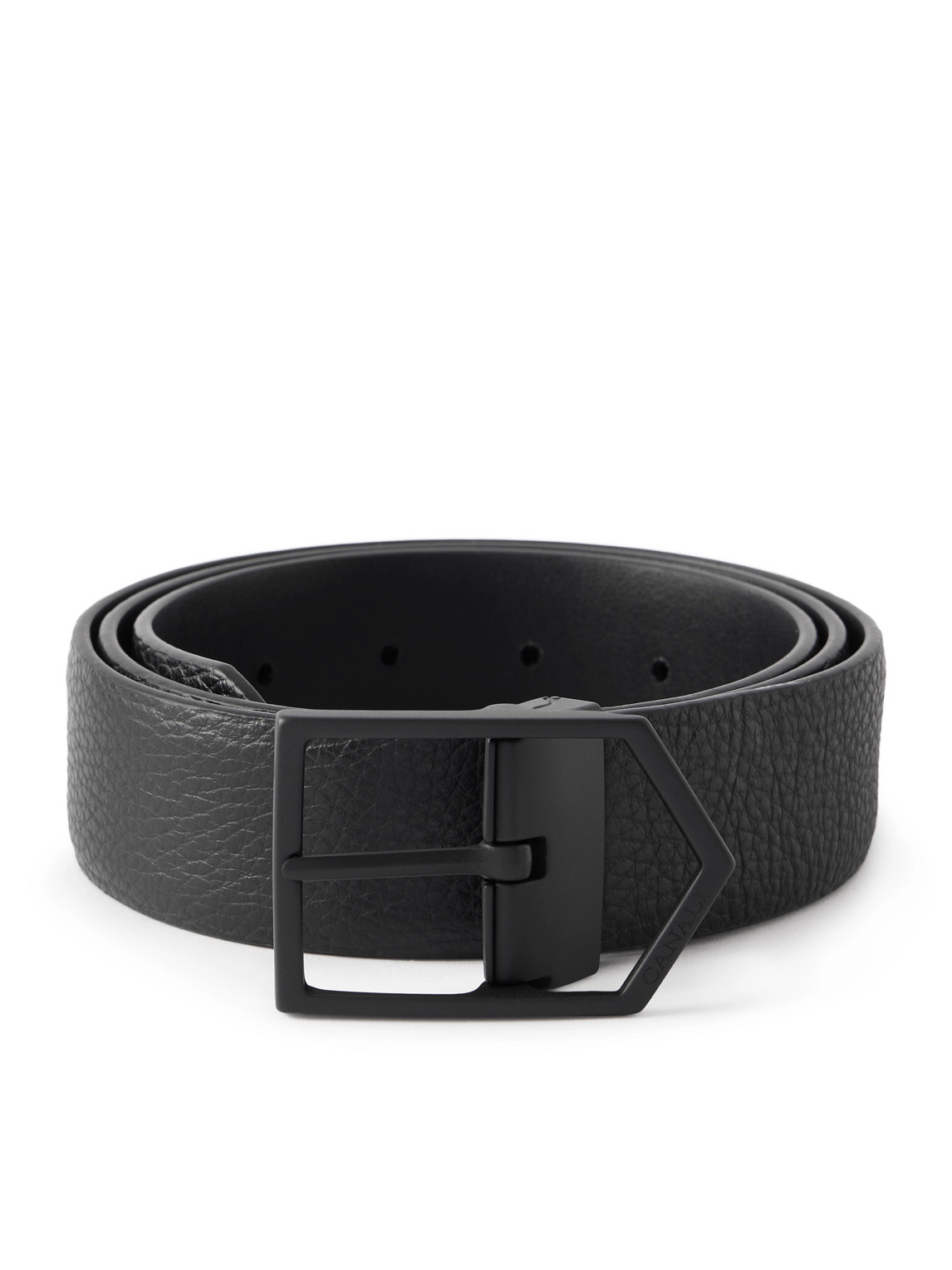 Canali 3.5cm Full-grain Leather Belt In Black