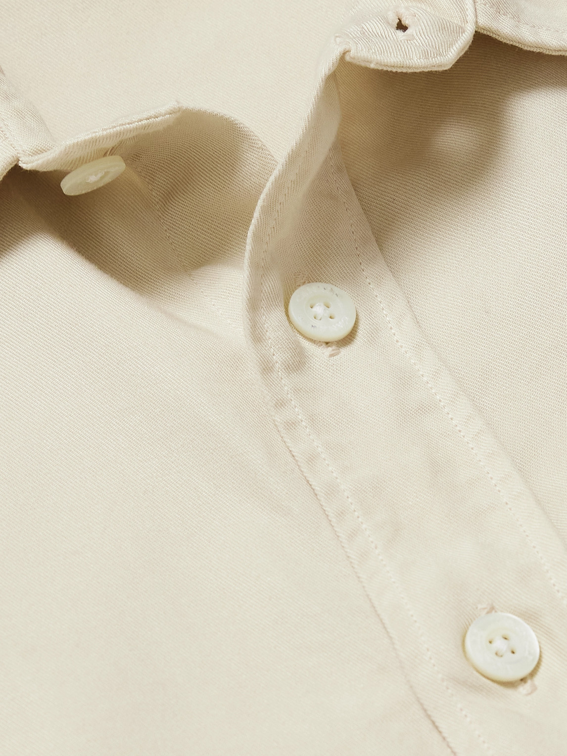 Canali Garment-dyed Lyocell-twill Shirt In Neutral