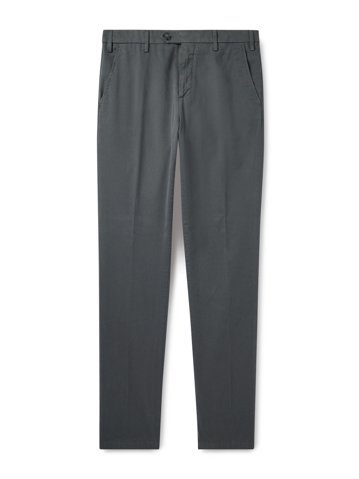 Canali Tapered Cotton-blend Twill Trousers In Gray