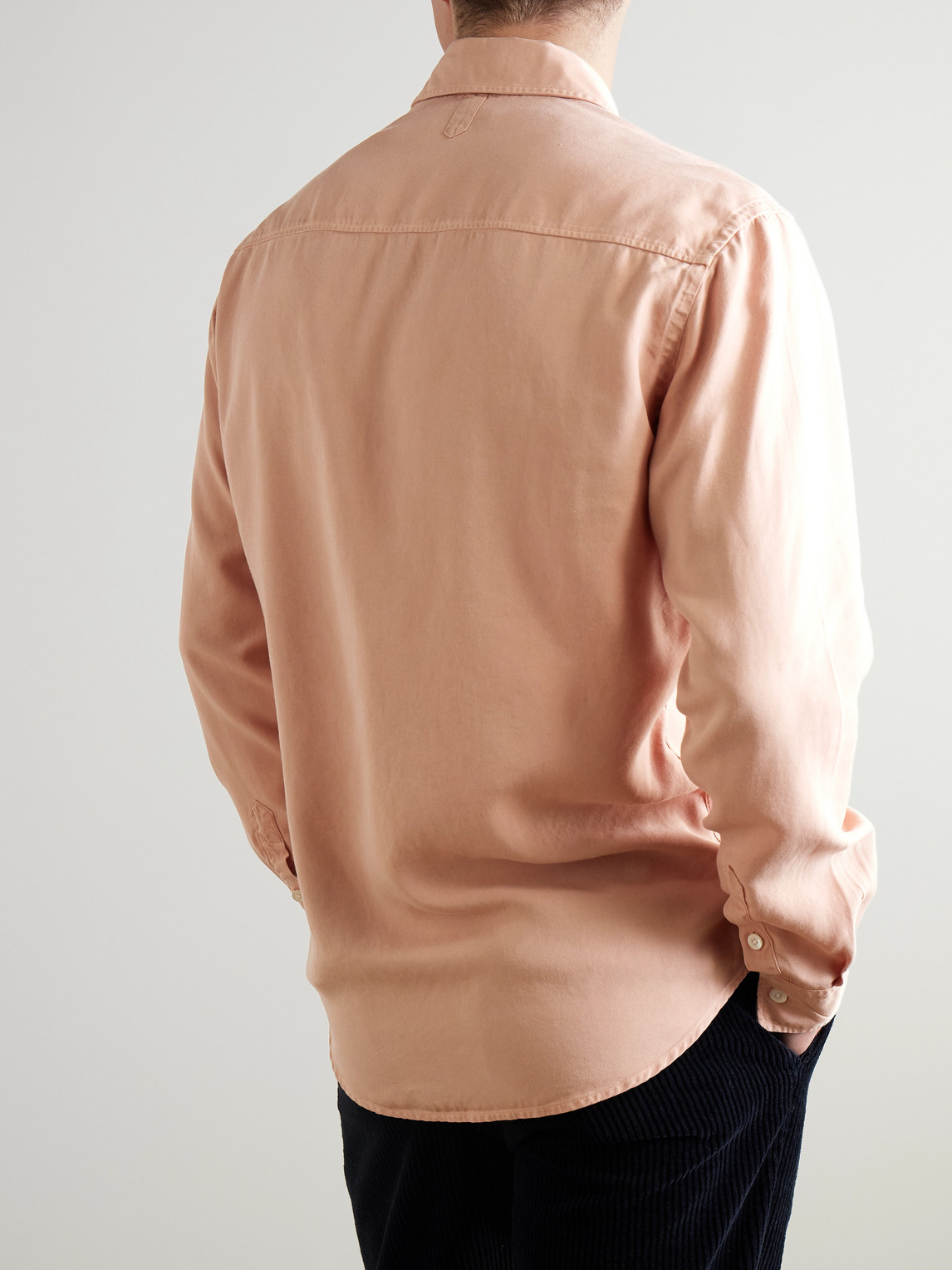 Canali Garment-dyed Lyocell-twill Shirt In Pink